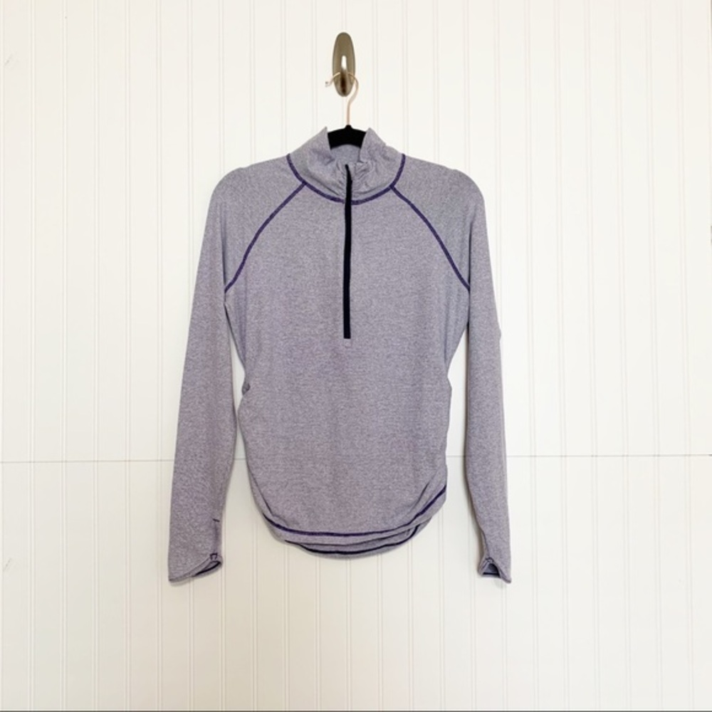 Lucy Purple Striped 1/4 Zip Athletic Jacket
